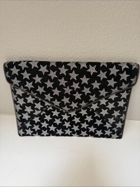 Rebecca Minkoff Black and Silver Star Envelope Clutch